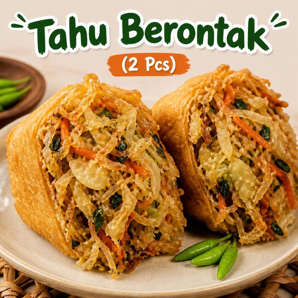Tahu Berontak 2 Pcs Te Sate dengan isian gurih dan tekstur renyah